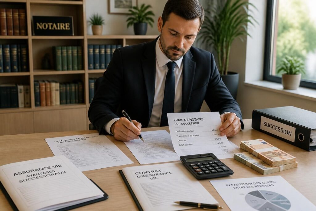 découvrez comment calculer les frais de notaire sur une succession, l'impact de l'assurance vie et la répartition des coûts entre héritiers pour une gestion transparente.